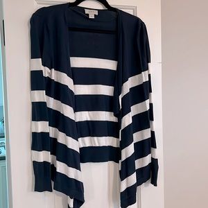 Loft blue & white stripe cardigan